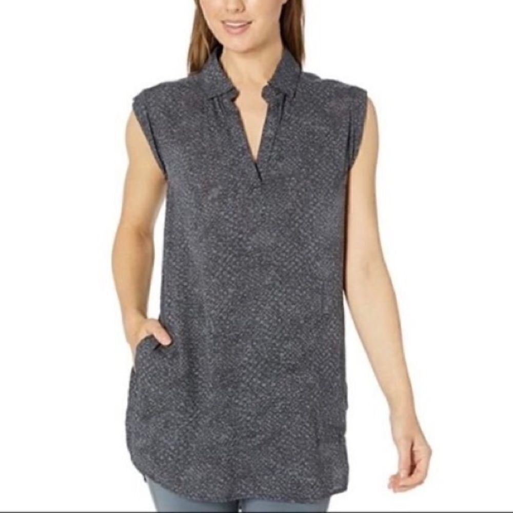 prAna Anini Collar Rolled Sleeve Tunic Top Size Small